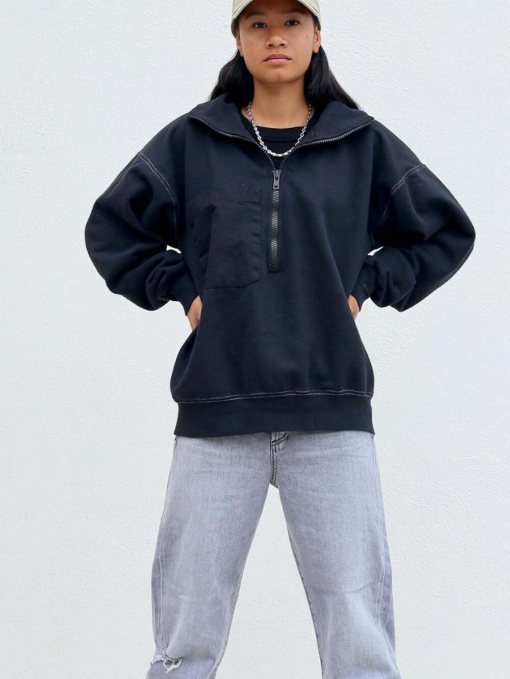 RACHEL COMEY SPENCE NX SWEATSHIRT IN CHARCOAL